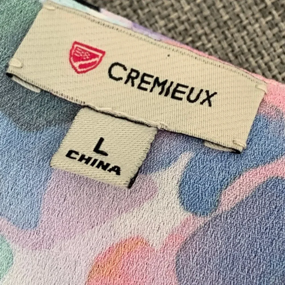 Cremieux Soft Watercolor Floral Blouse Sleeveless Large‎ Double Layered Detail - Picture 6 of 11